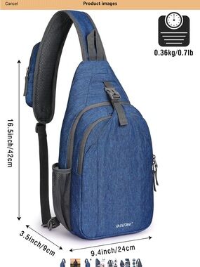 G4 Free Waterproof Blue Sling Unisex Crossbody Bag